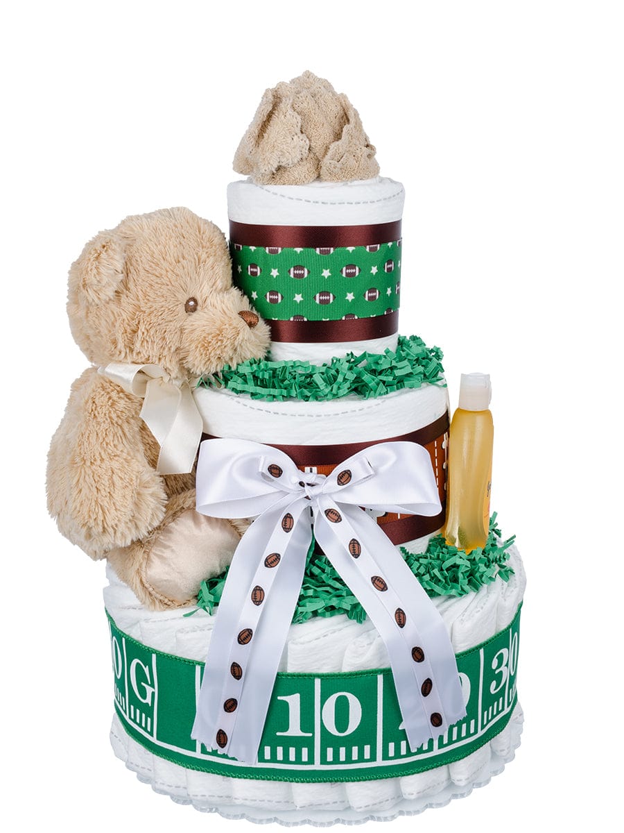 Lil' Baby Cakes Football 3 Tier Diaper Cake for Boys