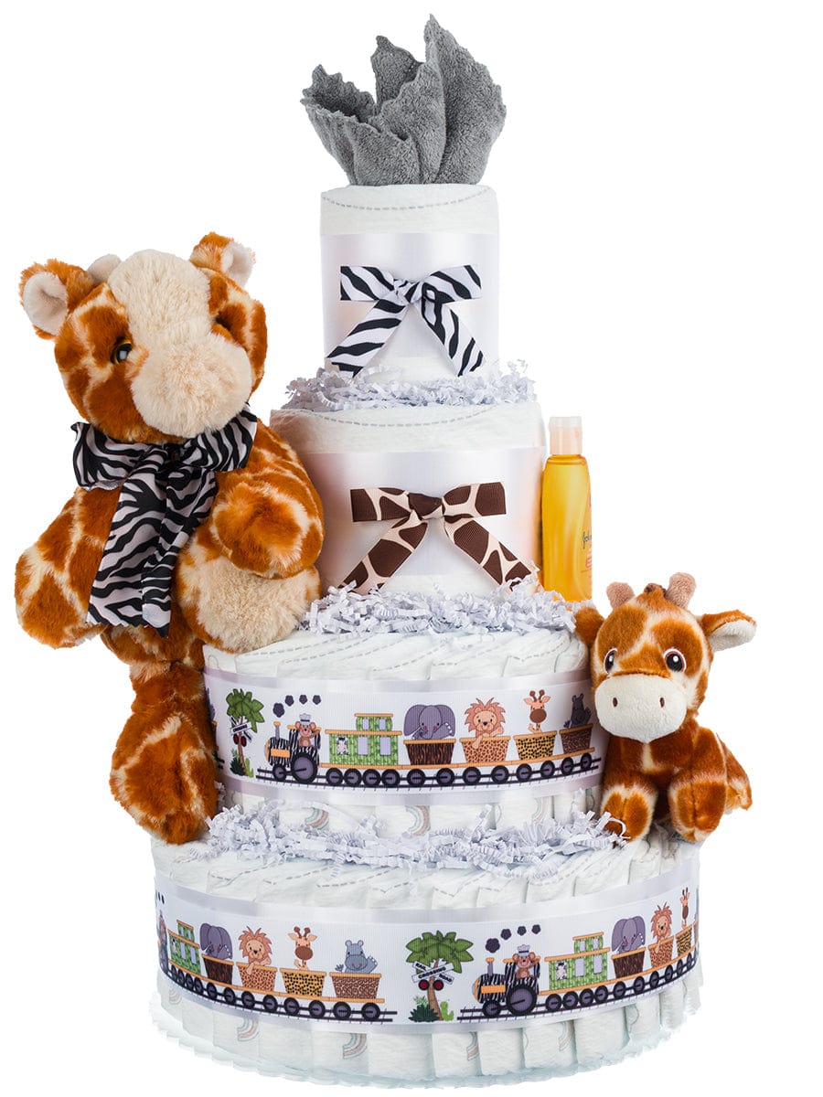 Lil' Baby Cakes Jungle Train 4 Tier Diaper Cake