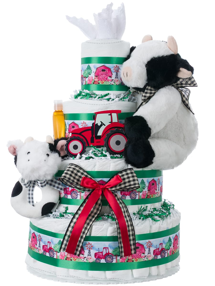 Lil' Baby Cakes Lil Barnyard Farm Theme 4 Tier Diaper Cake