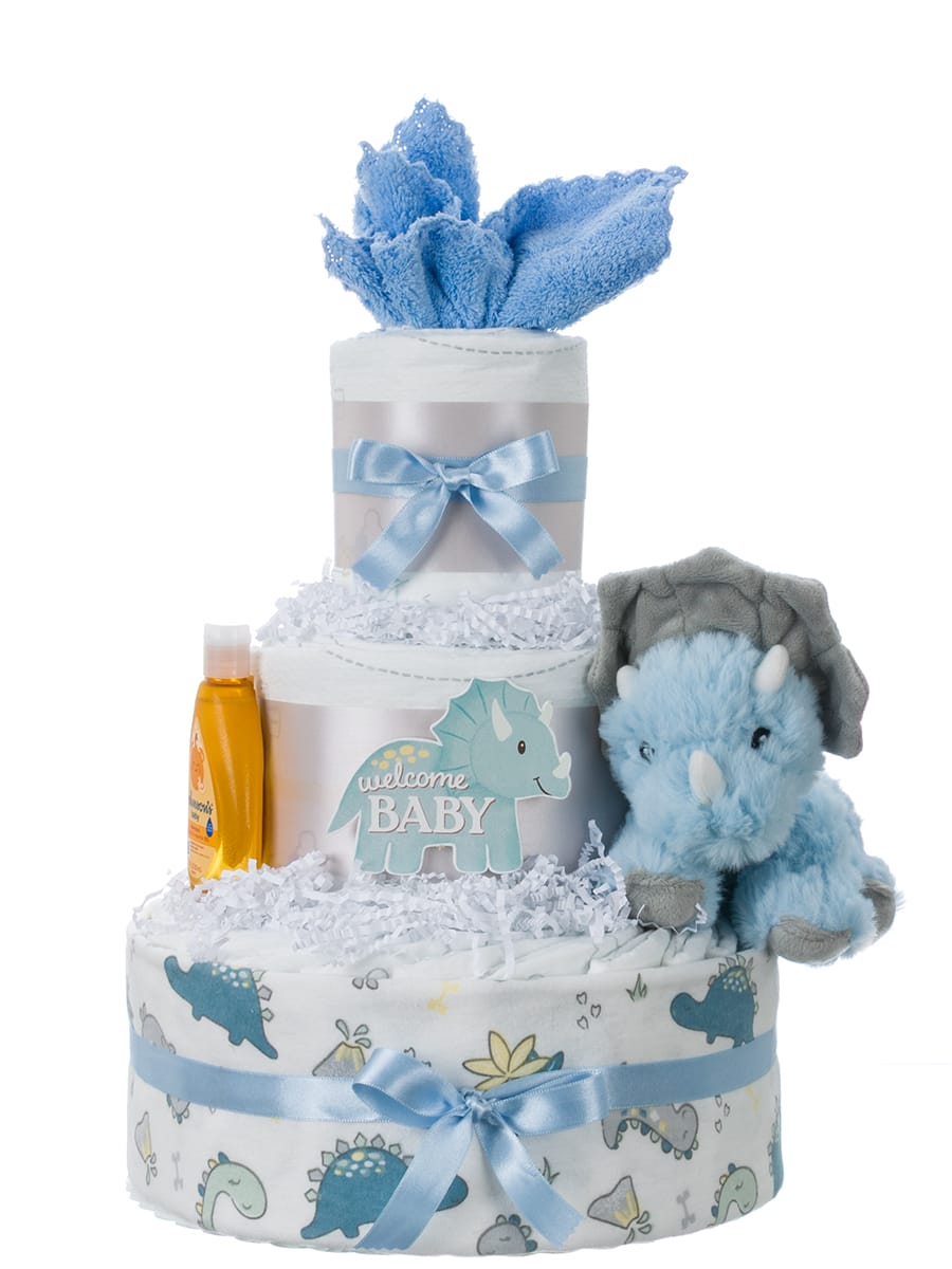 Lil' Baby Cakes Lil' Dino 3 Tier Dinosaur Diaper Cake for Boys