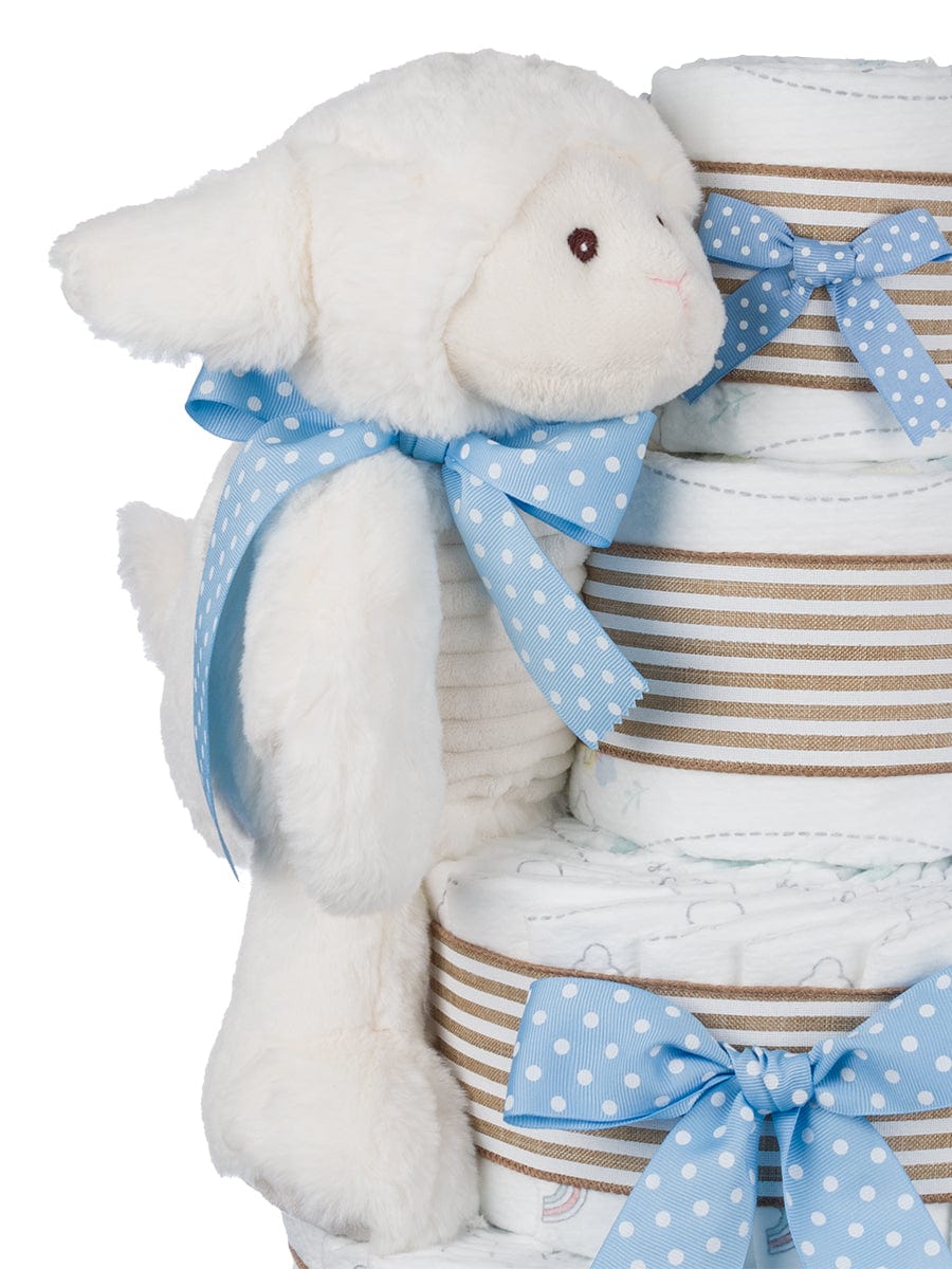 Lil' Baby Cakes Luvable Lamb Blue Diaper Cake for Boys