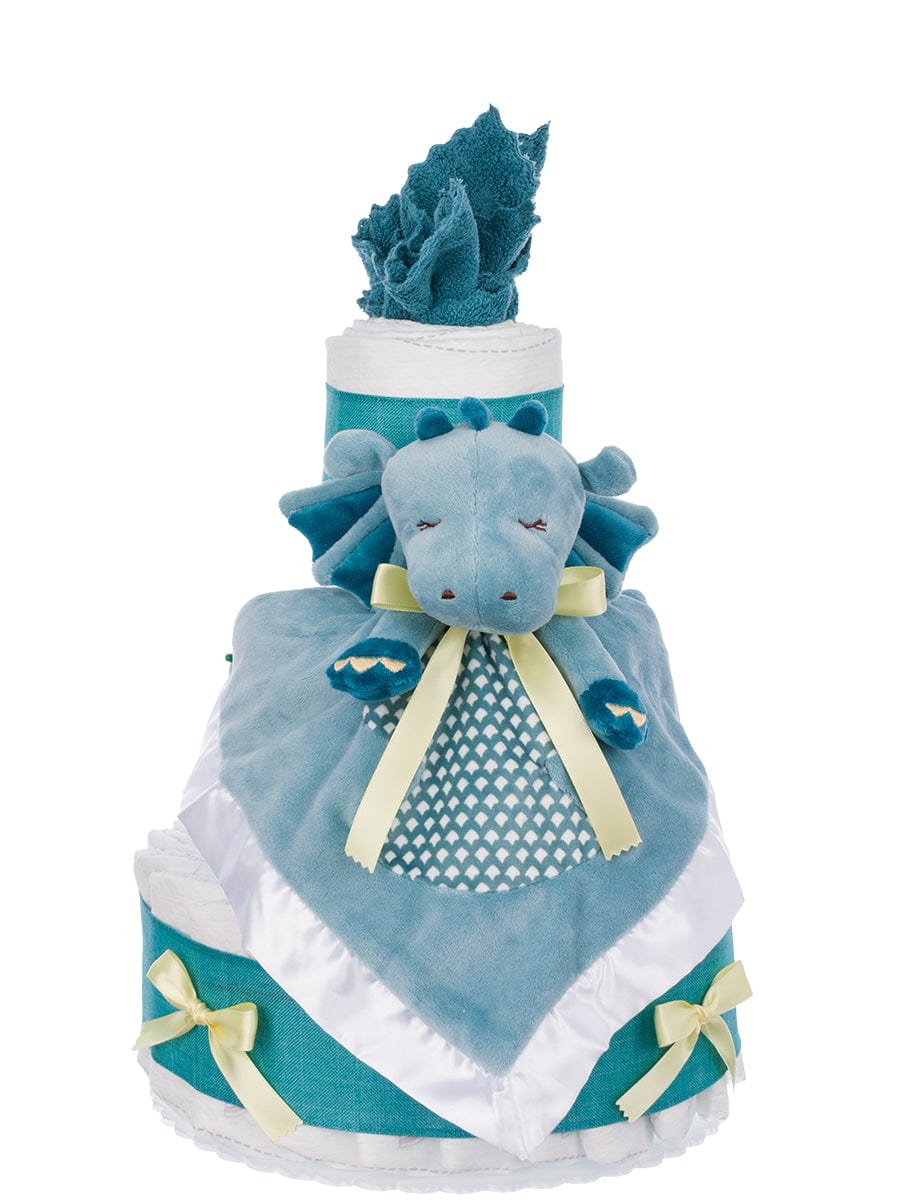 Lil' Baby Cakes Sleepy Dragon Lovie Diaper Cake for Boys