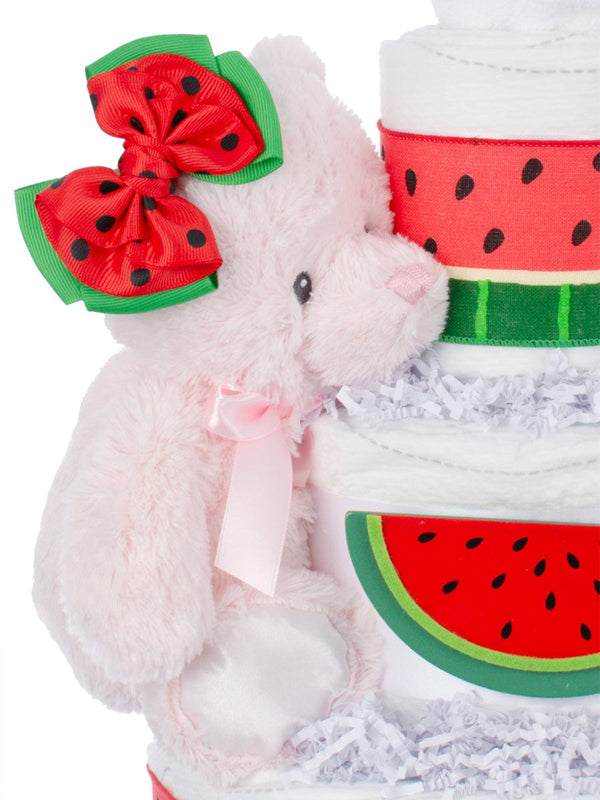 Watermelon Fun 3 Tier Girl Baby Diaper Cake - Lil' Baby Cakes