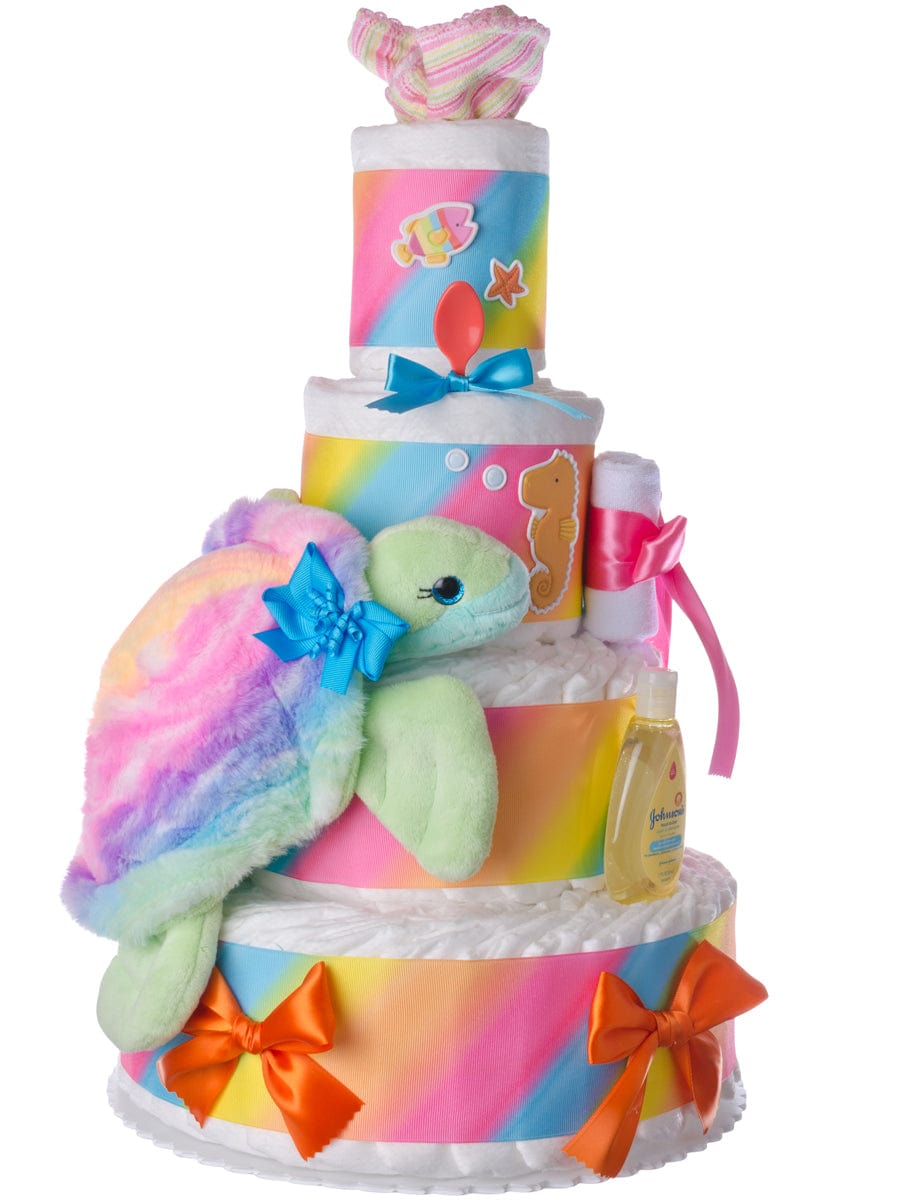 Lil' Baby Cakes Aloha Turtle Diaper Cake for Girls