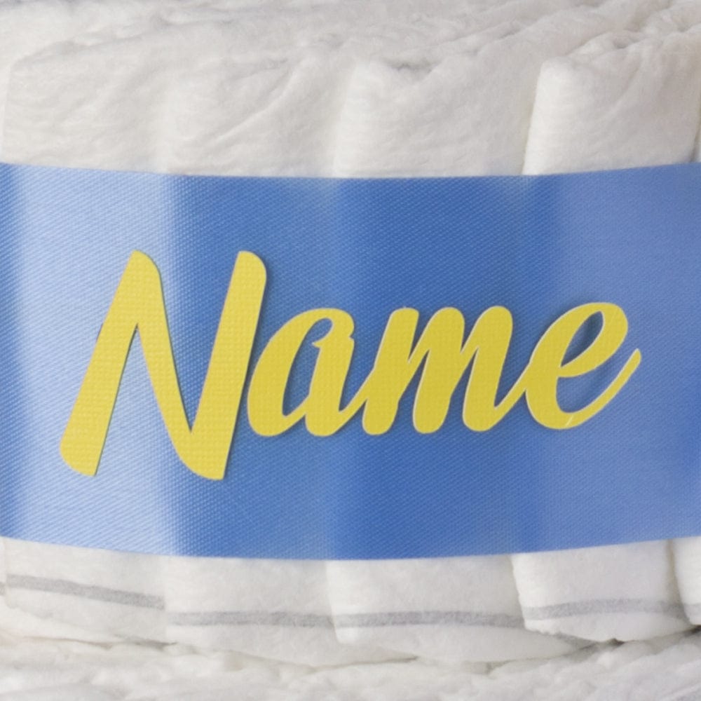 Lil' Baby Cakes Blue and Yellow Cuddles Personalized Diaper Cake for Boys