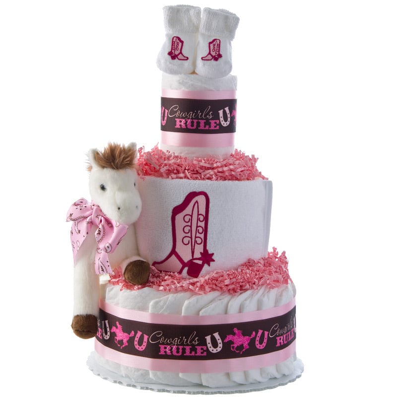 Lil' Baby Cakes Cowgirls Rule 3 Tier Diaper Cake