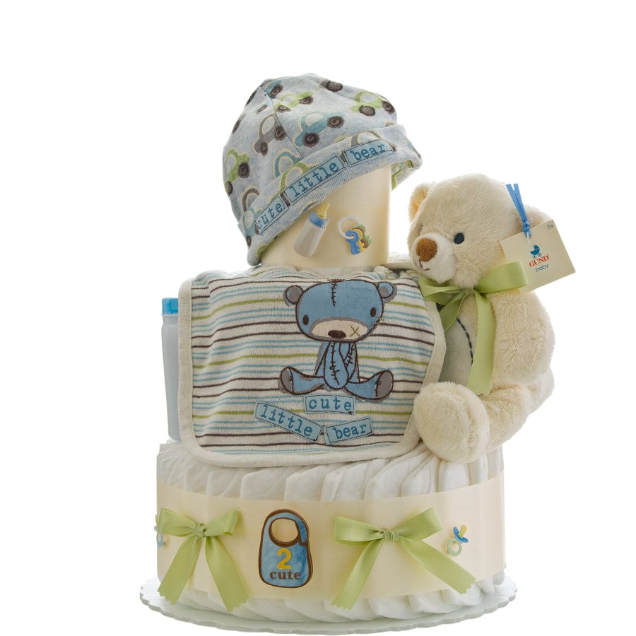 Lil' Baby Cakes Cute Little Bear Boy 3 Tier Diaper Cake