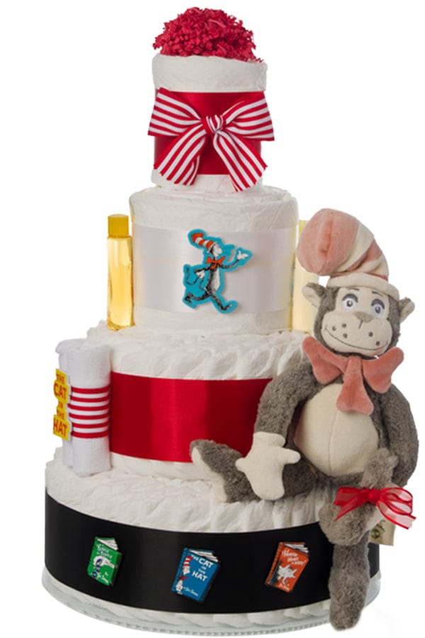 Lil' Baby Cakes Dr Seuss Cat In The Hat 4 Tier Diaper Cake