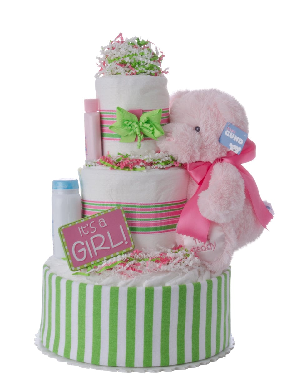 Lil' Baby Cakes It's A Girl Baby Diaper Cake