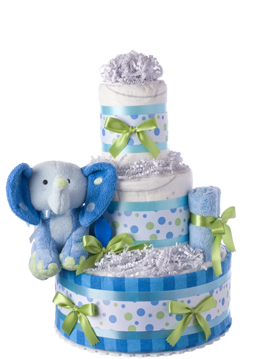 Lil' Baby Cakes Lil' Blue Elephant 3 Tier Diaper Cake for Boys