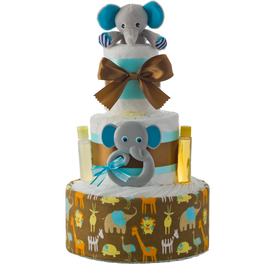 Lil' Baby Cakes Lil' Elephant Friend 3 Tier Diaper Cake