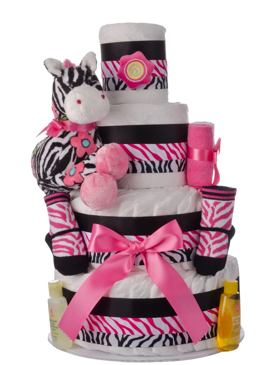 Lil' Baby Cakes Lil Zebra 4 Tier Diaper Cake