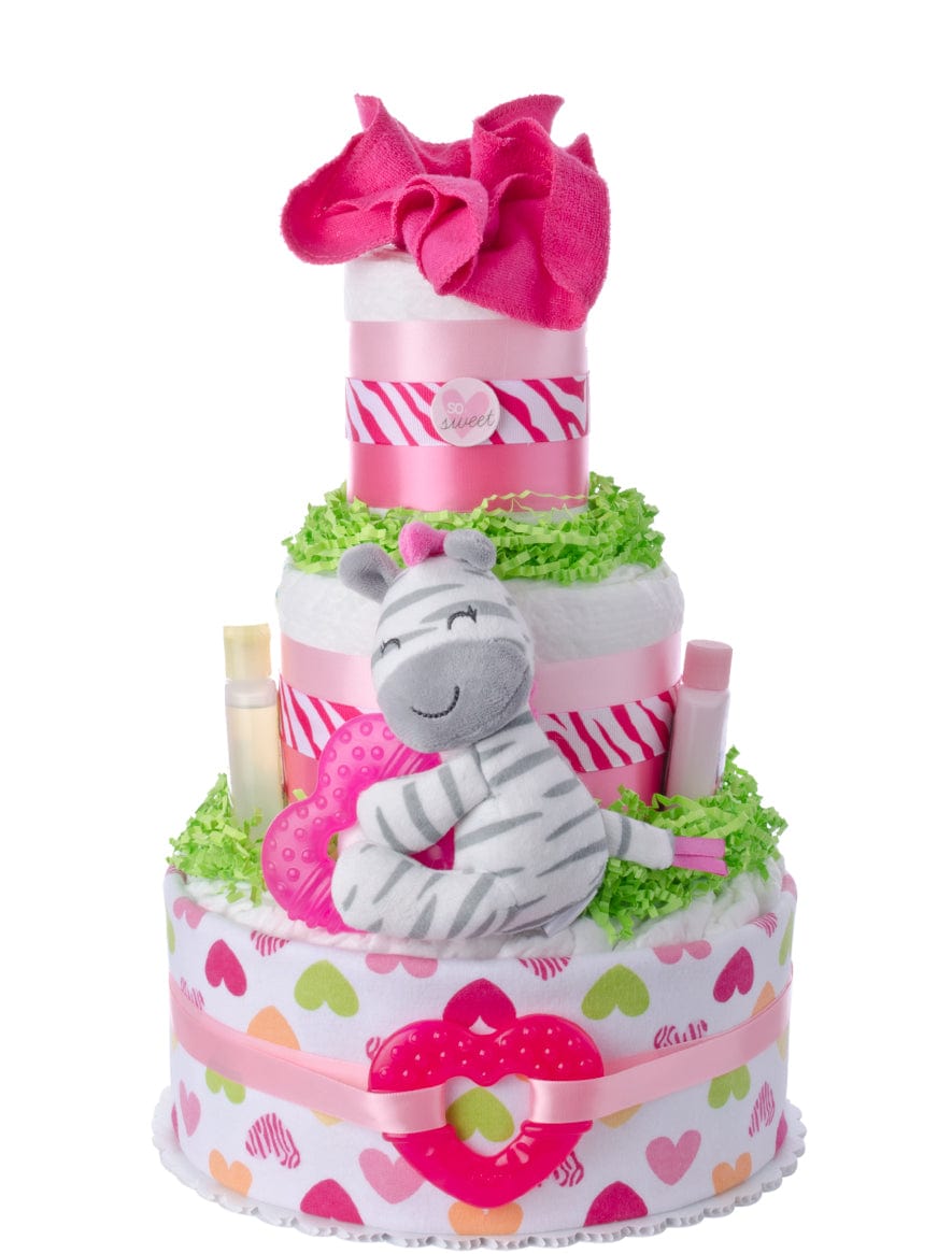 Lil' Baby Cakes Lil' Zebra Diaper Cake for Girls