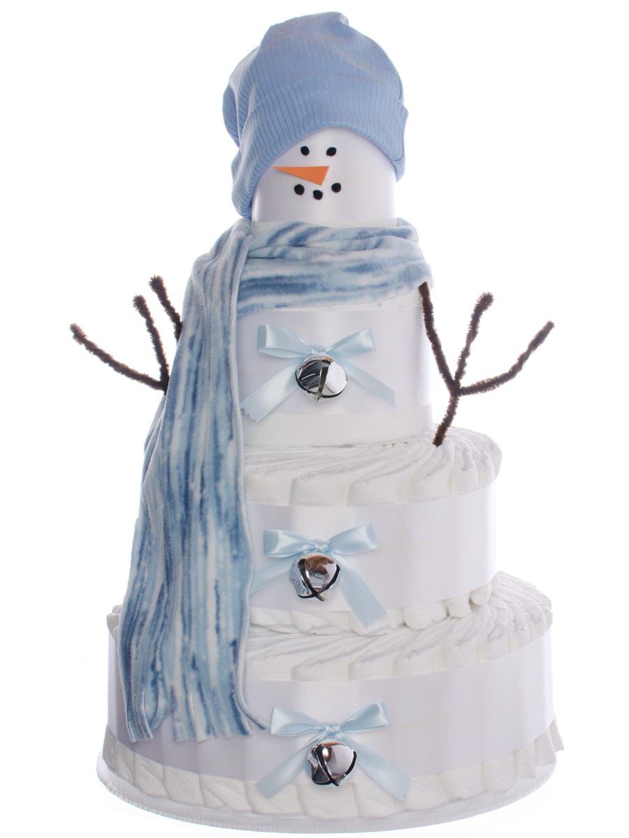 Lil' Baby Cakes Snowman Themed 4 Tier Diaper Cake for Boys