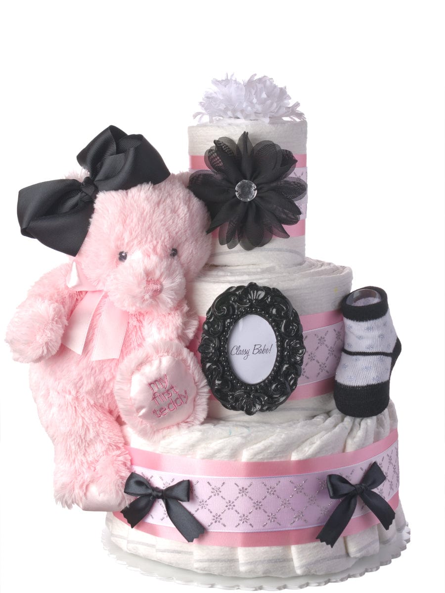 Lil' Baby Cakes Sweet And Classy Girl 3 Tier Diaper Cake