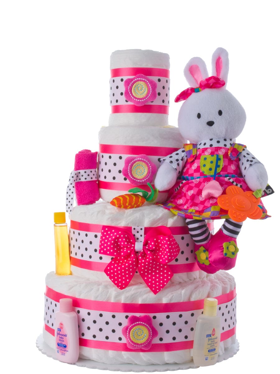Lil' Baby Cakes Teach Me Bunny Diaper Cake for Girls