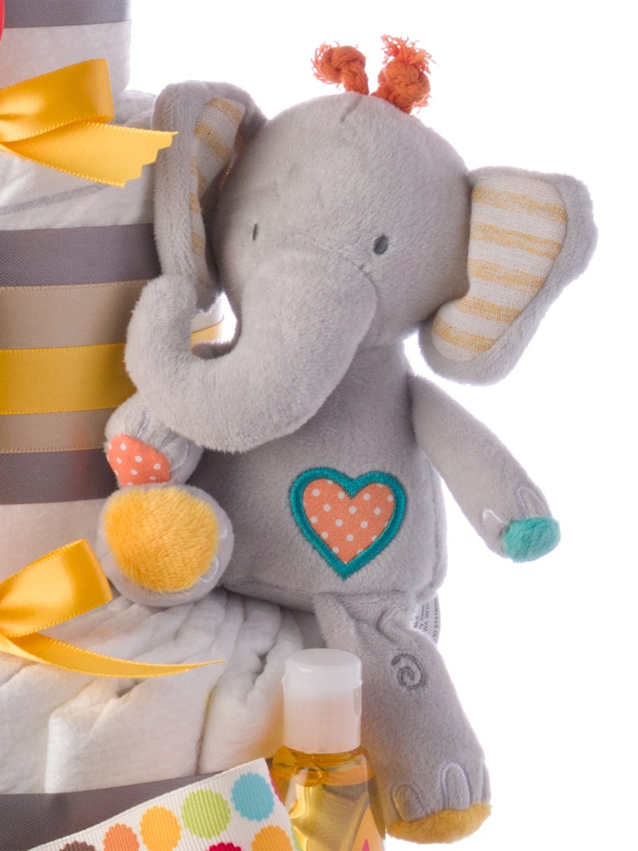 Lil' Baby Cakes Twins Elephant Themed Diaper Cake