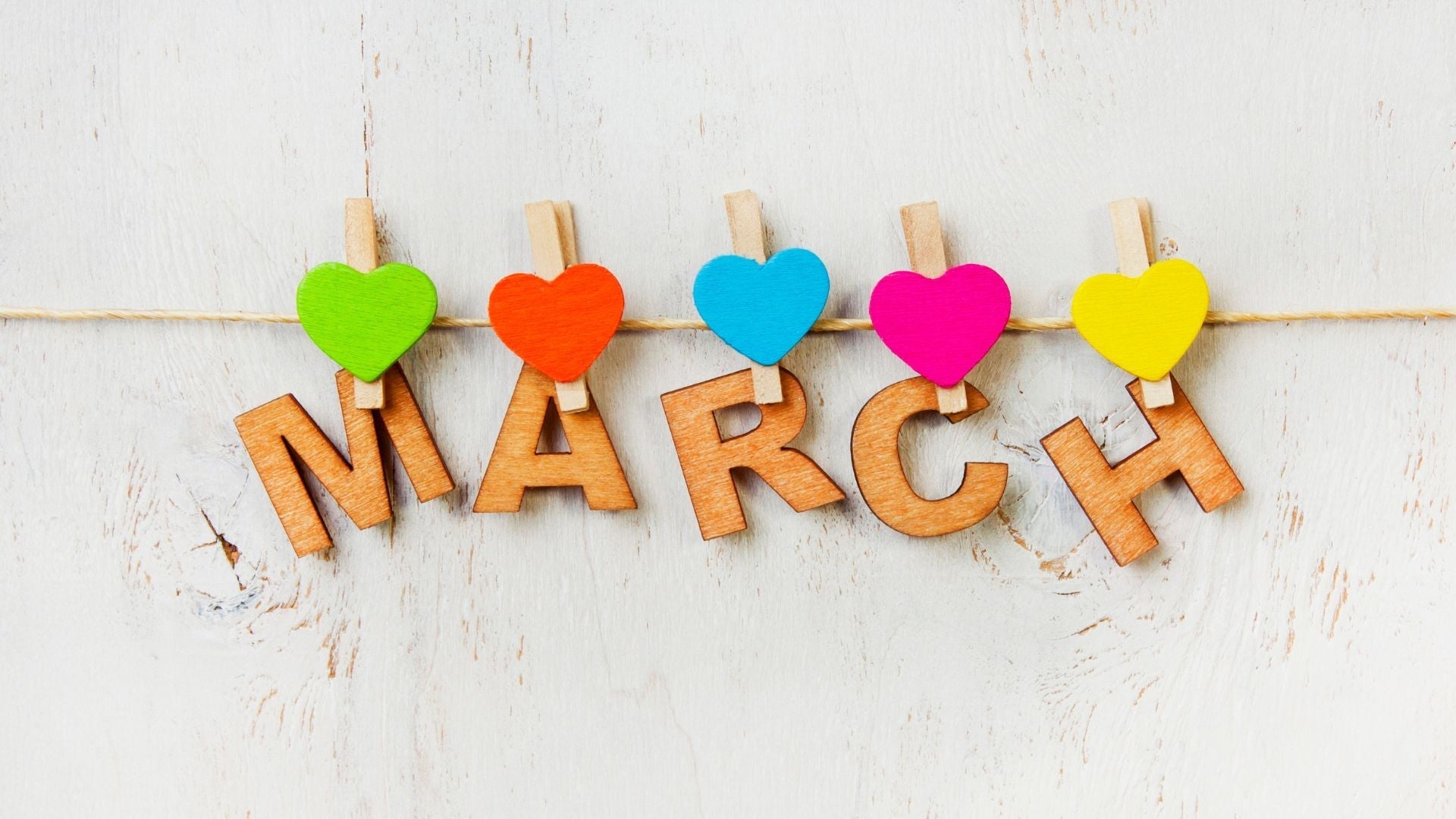 Month of March with Hearts