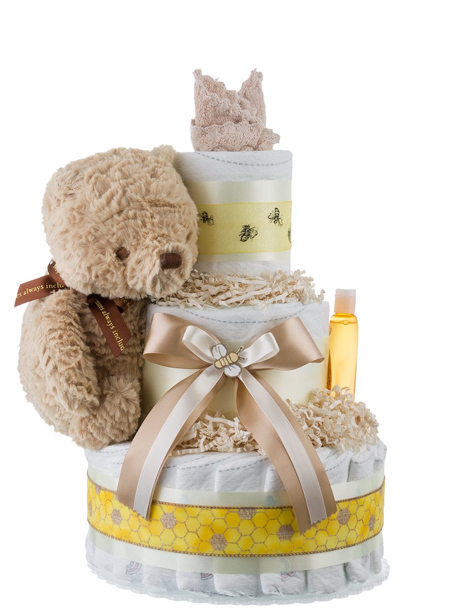 Lil&#39; Baby Cakes Classic Winnie the Pooh Three Tier Neutral Diaper Cake