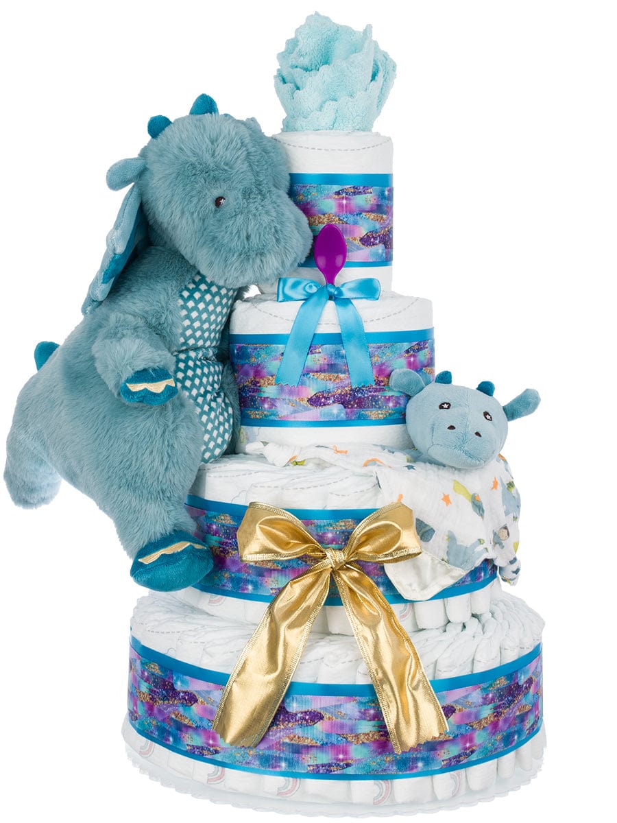 Lil' Baby Cakes Danny the Dragon 4 Tier Baby Diaper Cake