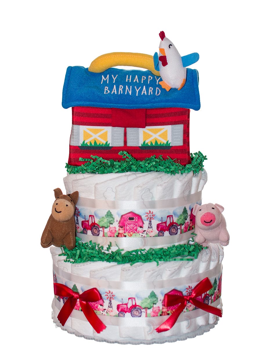 Lil' Baby Cakes Happy Barnyard Neutral Diaper Cake