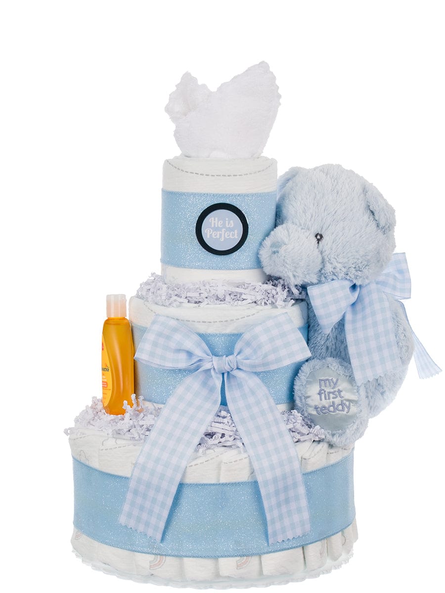 Lil' Baby Cakes Johnson baby products He is Perfect 3 Tier Diaper Cake for Boys