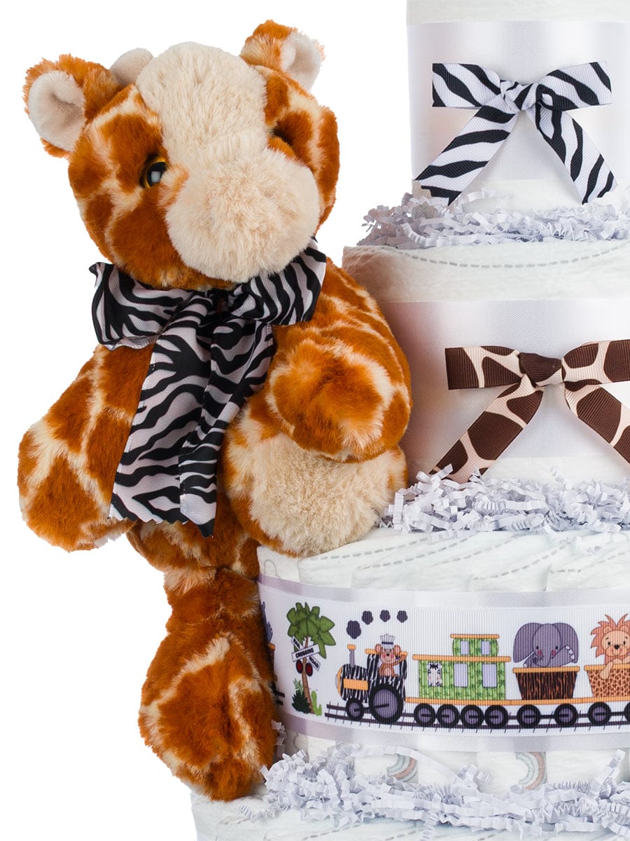 Lil' Baby Cakes Jungle Train 4 Tier Diaper Cake