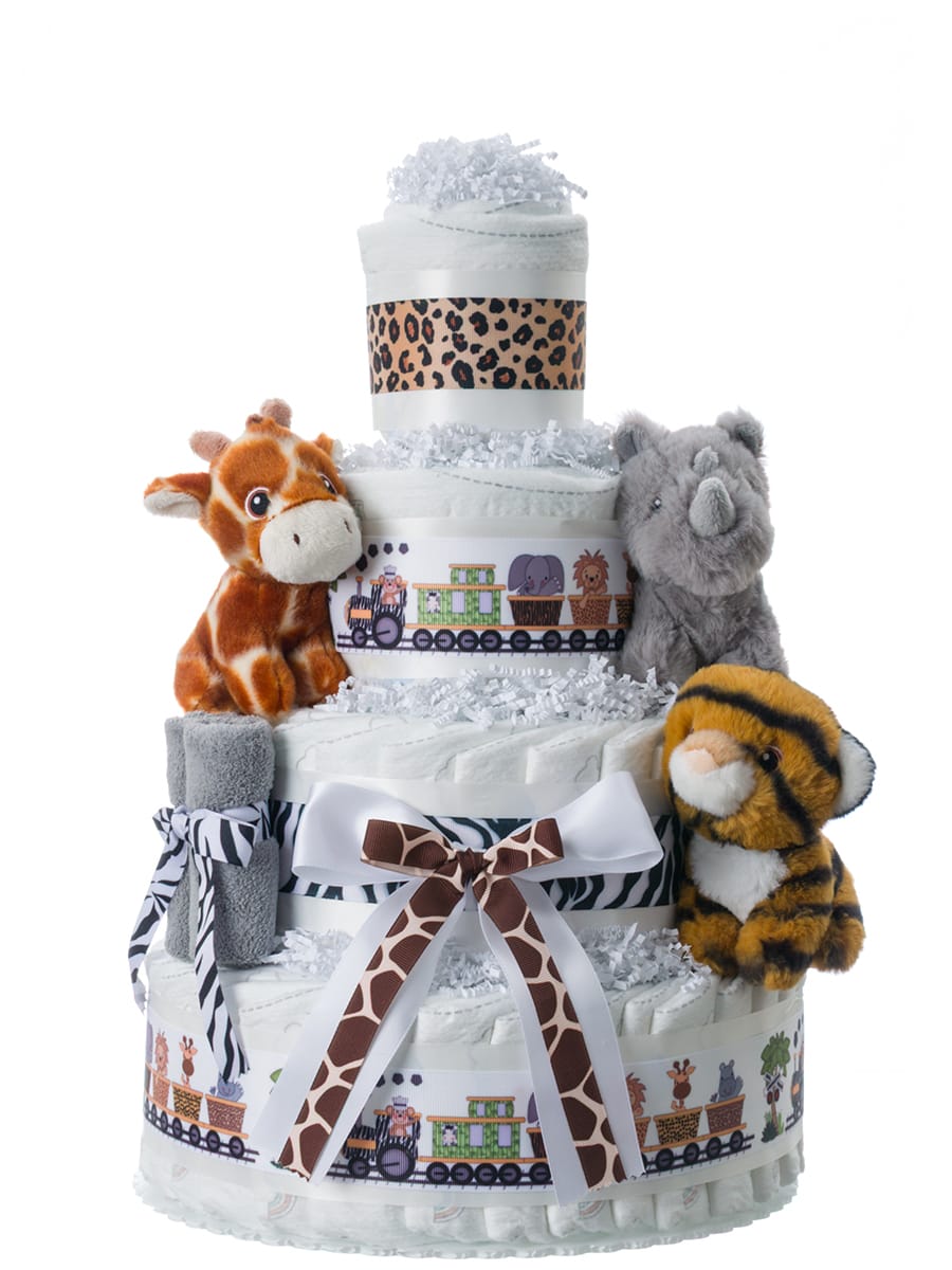Lil' Baby Cakes Jungle Train 4 Tier Diaper Cake