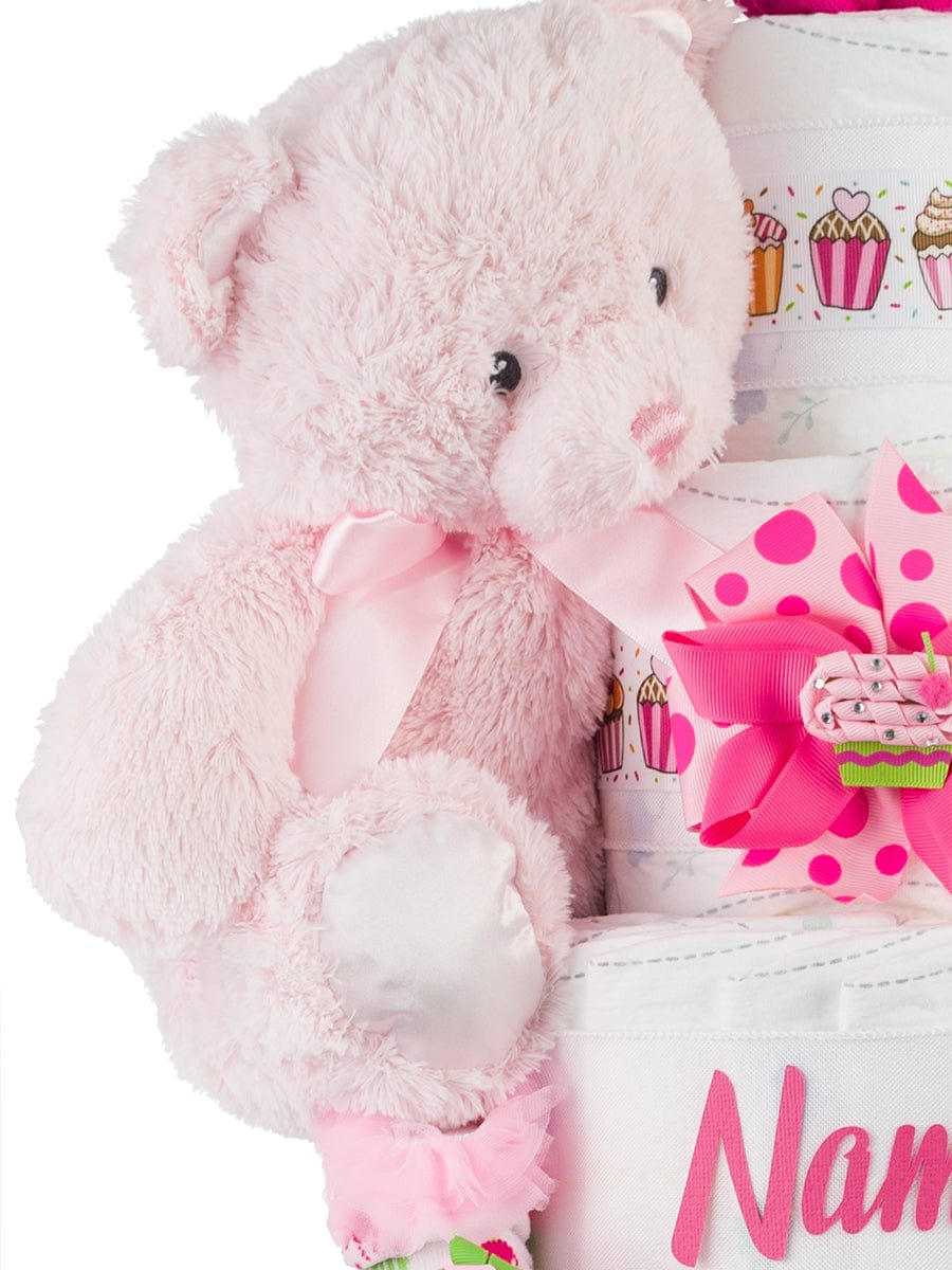Lil&#39; Baby Cakes Lil&#39; Miss Cupcake Personalized Baby Diaper Cake