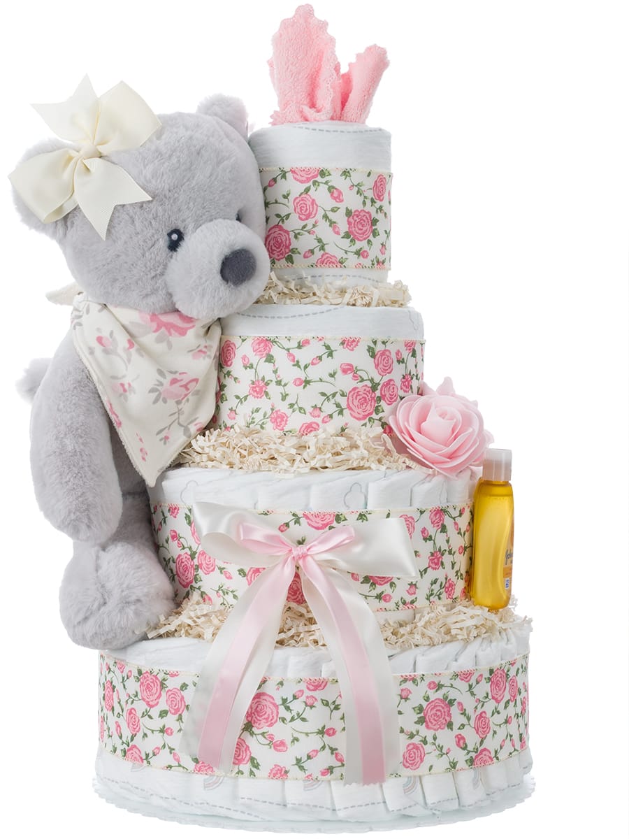 Lil' Baby Cakes Lil' Rosebud 4 Tier Diaper Cake