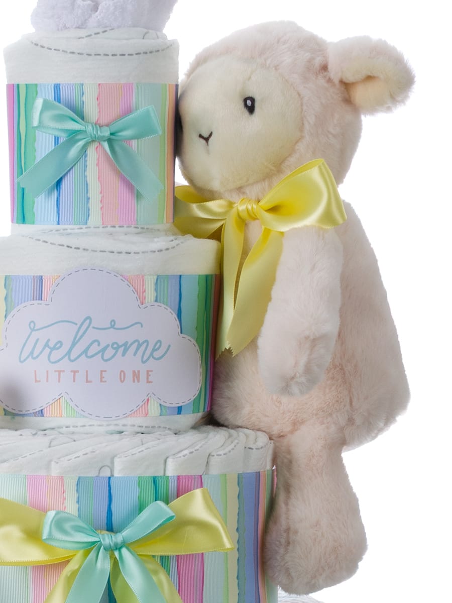 Lil' Baby Cakes Luvable Lamb Neutral Diaper Cake
