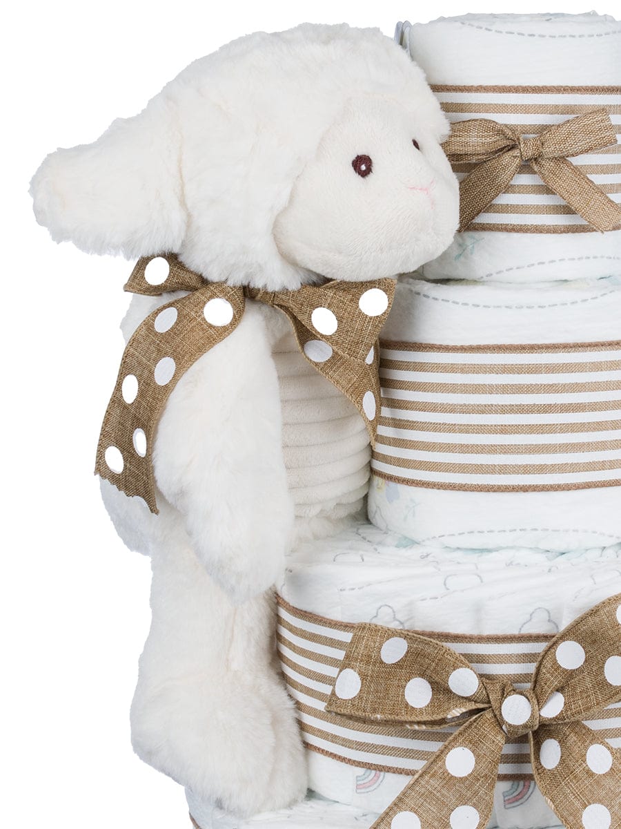 Lil' Baby Cakes Luvable Lamb Neutral Diaper Cake