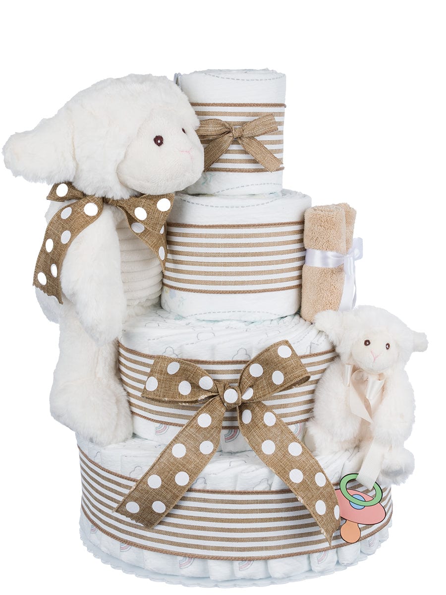 Lil' Baby Cakes Luvable Lamb Neutral Diaper Cake