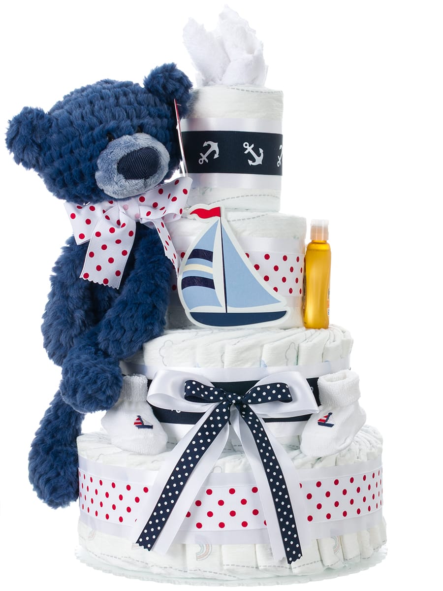 Lil' Baby Cakes Nautical Baby 4 tier Diaper Cake