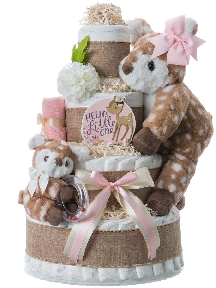 Lil' Baby Cakes Johnson baby products O Deer Baby Diaper Cake for Girls