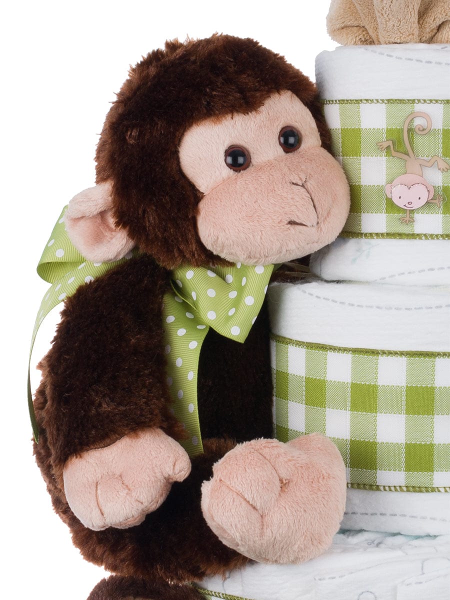 Lil' Baby Cakes Our Lil' Monkey 4 Tier Diaper Cake Green