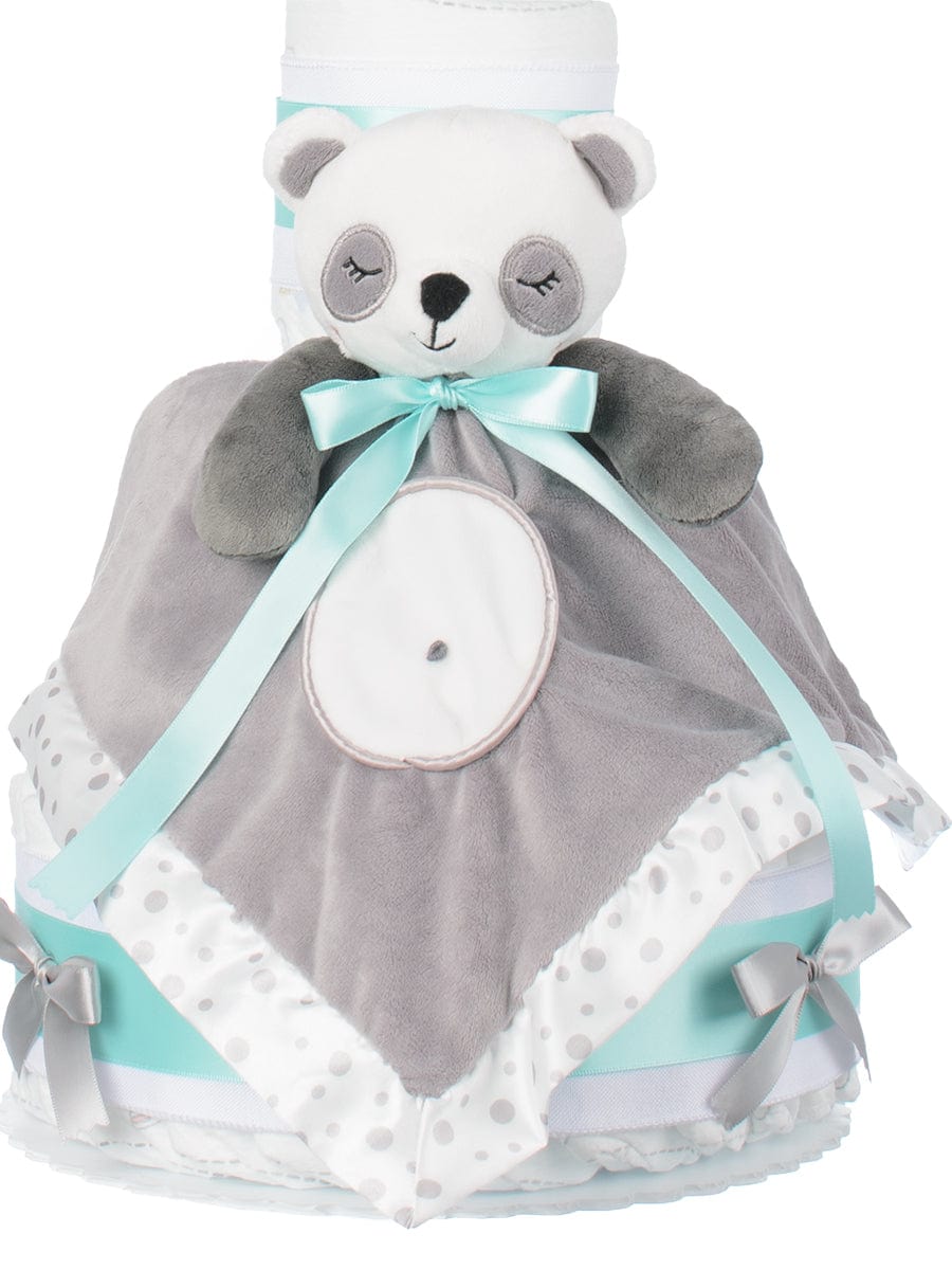 Lil' Baby Cakes Panda Lovie Blanket 3 Tier Neutral Diaper Cake