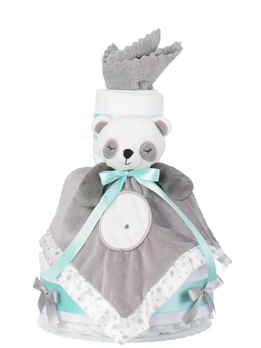 Lil' Baby Cakes Panda Lovie Blanket 3 Tier Neutral Diaper Cake