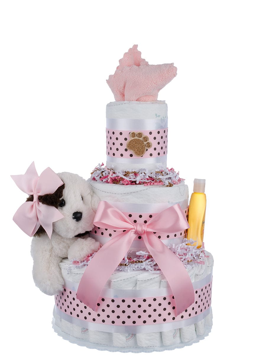 Lil' Baby Cakes Pink Puppy Love Diaper Cake