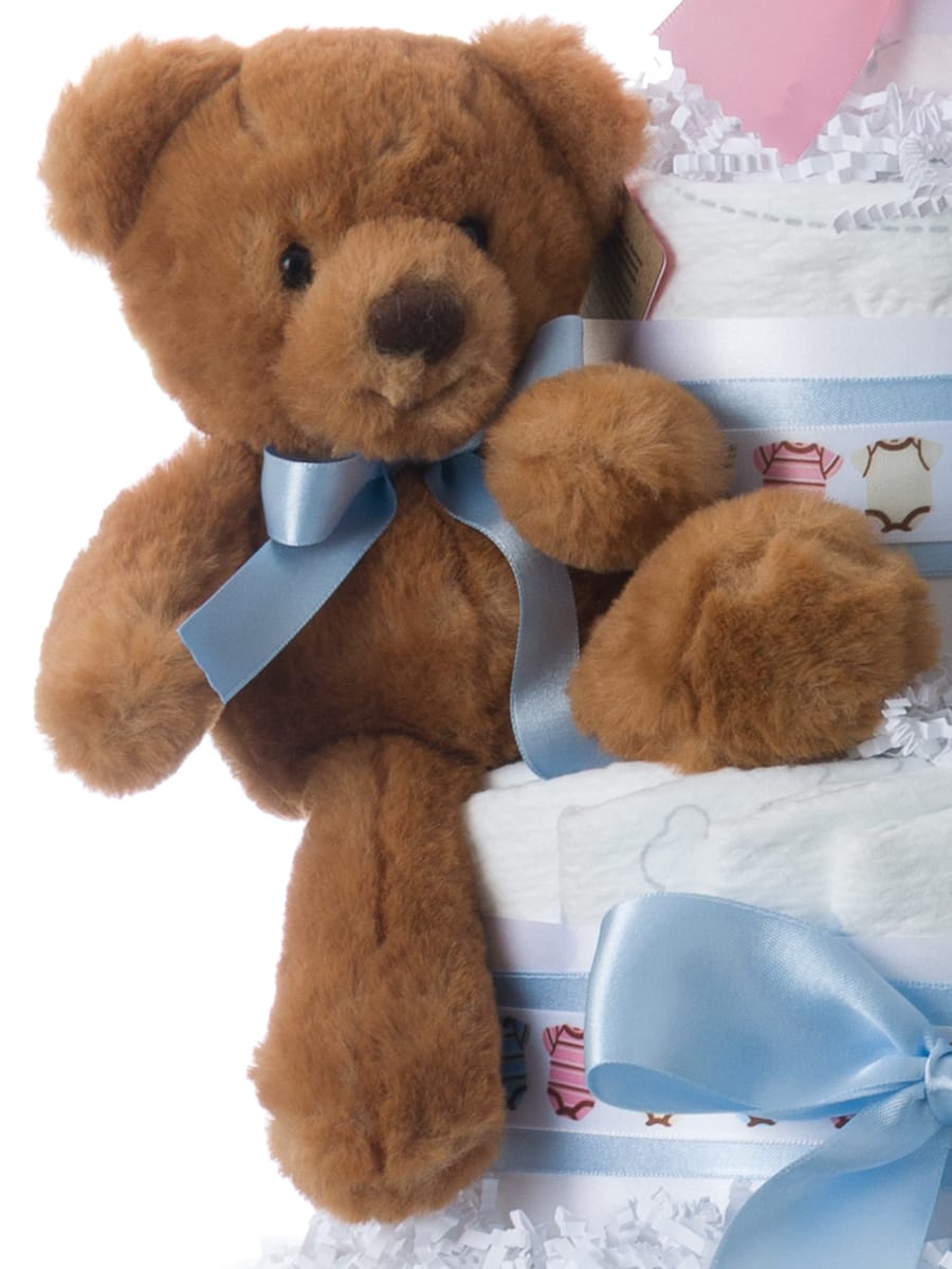 Lil' Baby Cakes Twin Boy Girl Bears Baby Diaper Cake