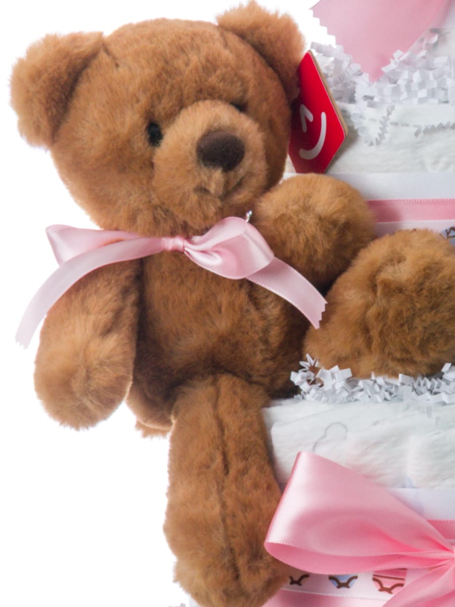 Lil' Baby Cakes Twin Girls Bears Baby Diaper Cake