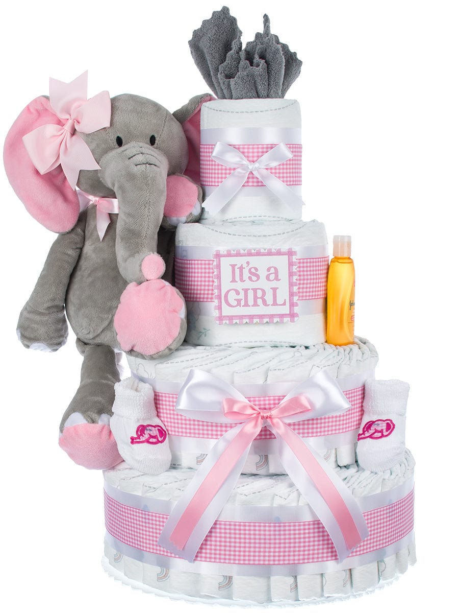 Lil' Baby Cakes Ultimate Elephant Pampers 4 Tier Cake Pink