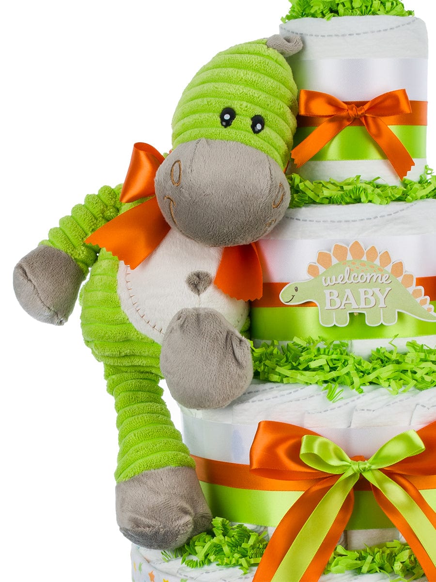 Lil' Baby Cakes Welcome Baby Dino 4 Tier Diaper Cake