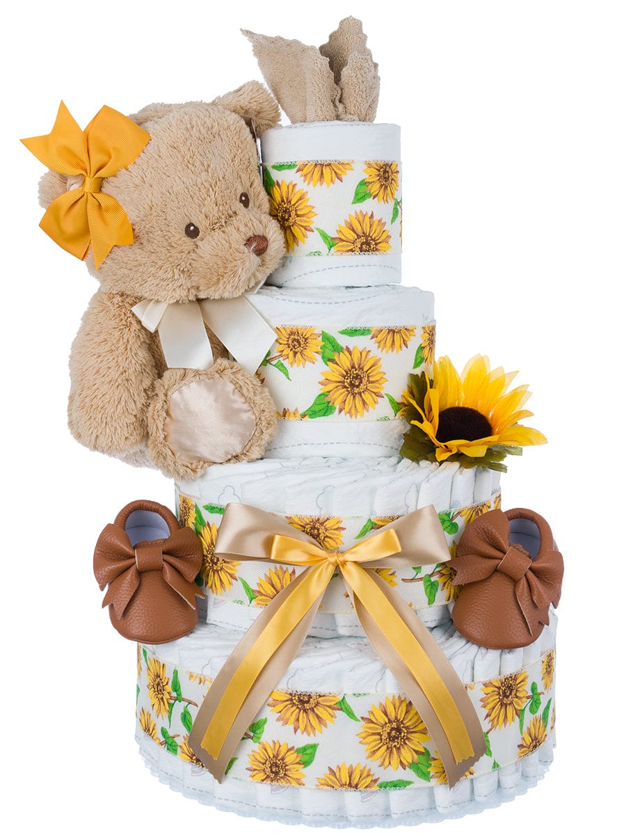 Lil' Sunflower 4 Tier Diaper Cake by Lil' Baby Cakes