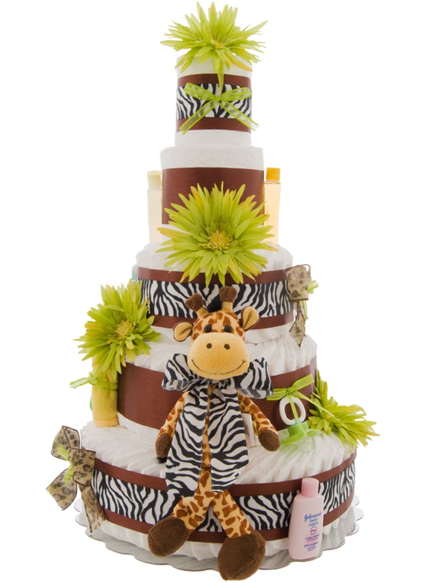 Lil&#39; Baby Cakes 5 Tier Safari Diaper Cake