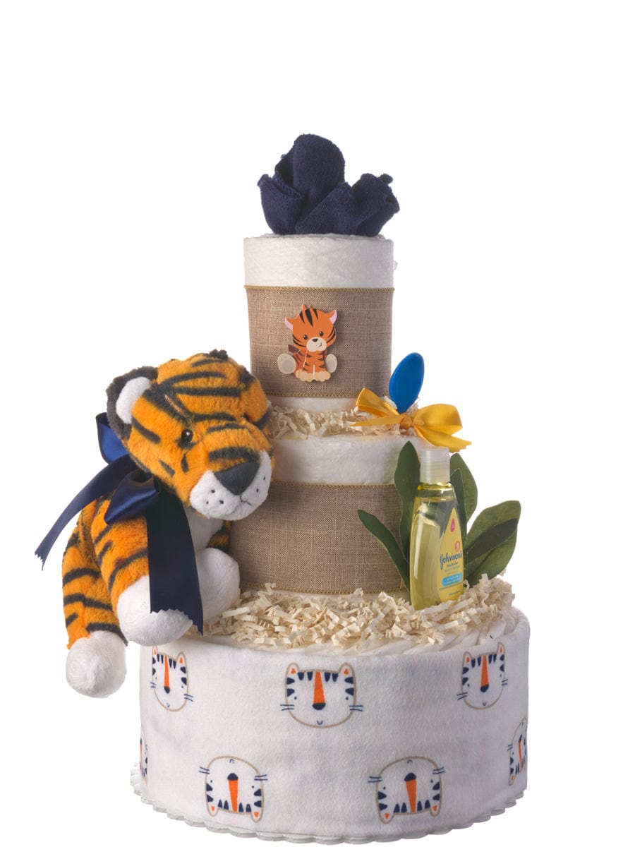Lil&#39; Baby Cakes A Lil Tiger Baby Diaper Cake for Boys