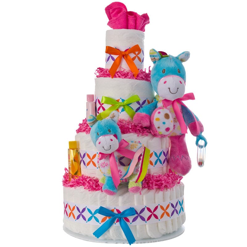Lil' Baby Cakes Activity Pony 4 Tier Diaper Cake