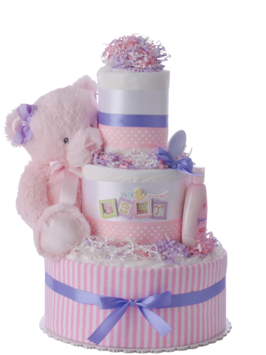 Lil' Baby Cakes Baby Blocks Diaper Cake for Girls