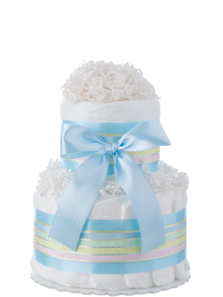 Blue Two Tier Mini Diaper Cake