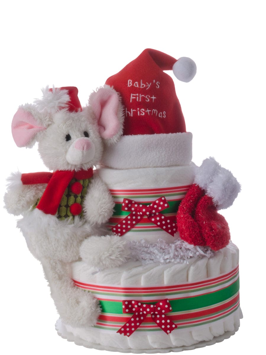 Lil&#39; Baby Cakes Christmas Mouse Holiday Diaper Cake
